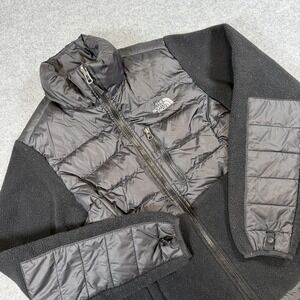 The North Face Jacket Womens Small Black 650 Down Fleece Hybrid Puffer Full Zip